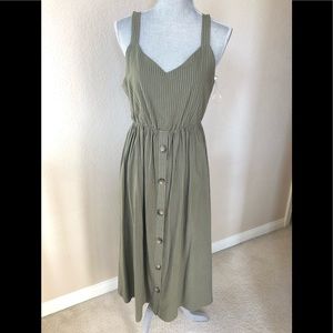 Olive & White Striped Dress